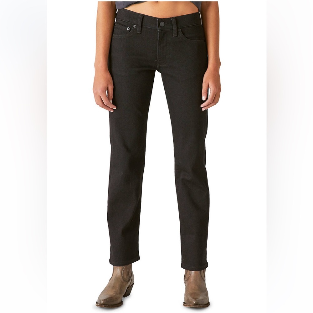 NWT Lucky Brand Sweet Mid Rise Straight Jeans Black Sz 10/30 Reg